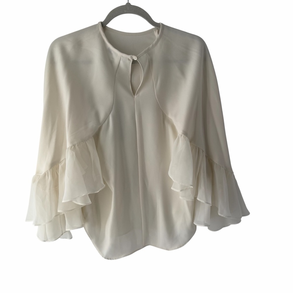 Trina Turk Amari Ruffle‎ Sleeve XS Blouse Boho Fairycore Romantic Summer Wedding